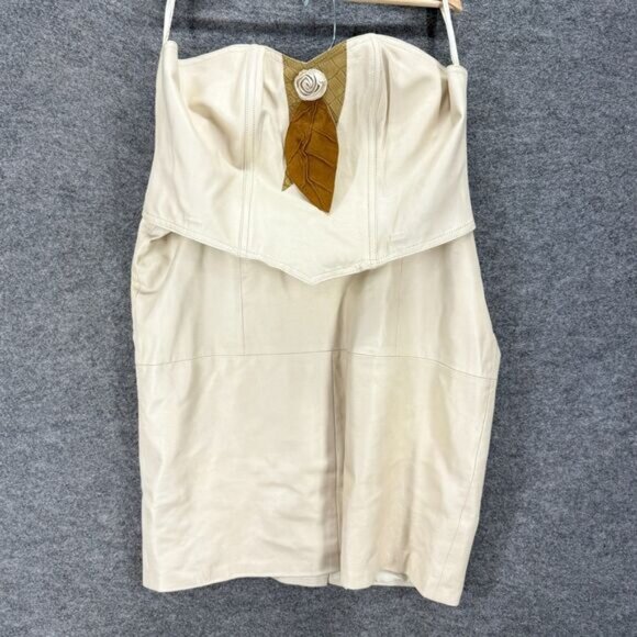 Unbranded Skirt Suit Women 2X Plus Beige Zipper Strapless A-Line Midi Leather - Picture 1 of 5